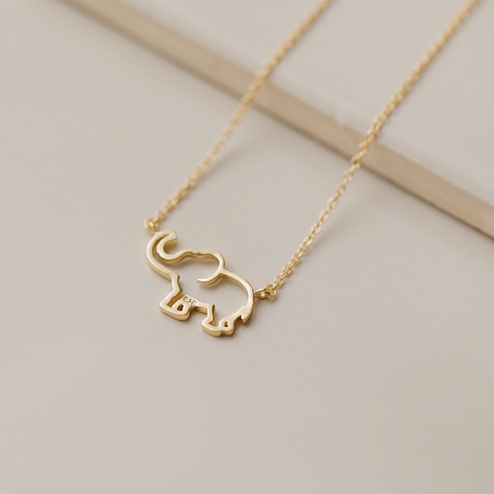 Dainty Elephant Necklace | 14k Gold Plated - Picture 3 of 5